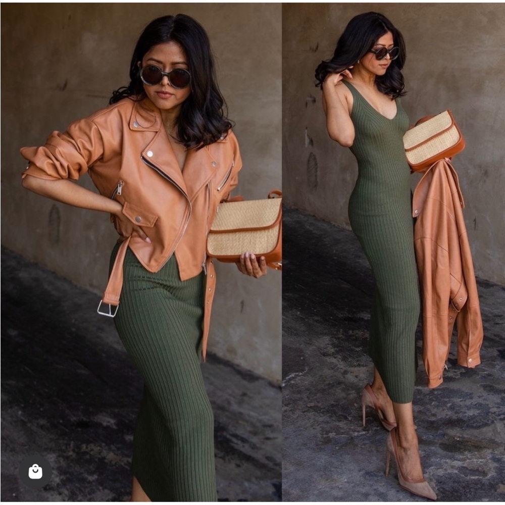Avec Les Filles Tan Leather Moto Jacket